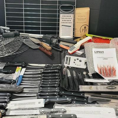 Large Collection of Kitchen Knives and Accessories