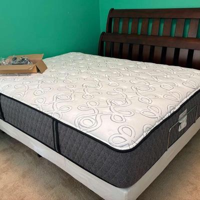 Reverie Adjustable Queen Bed with Dark Wood Sleigh Frame
