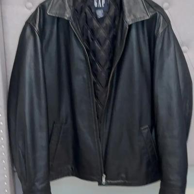 Gap Black Leather Jacket Men's SZ M