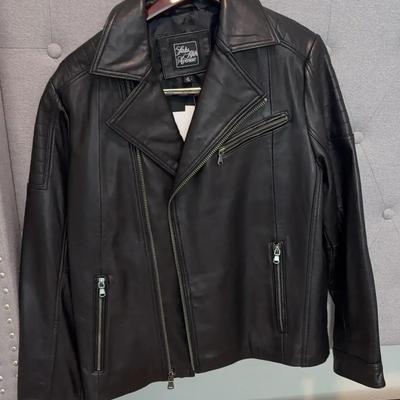 Saks Fifth Avenue Black Leather Jacket w/Tag SZ M