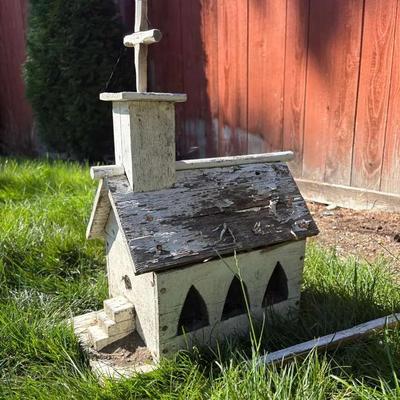 Rustic Wooden Church Birdhouse