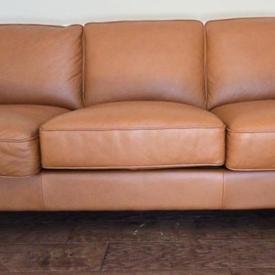 Caramel Color Leather Sofa 7 Feet Long