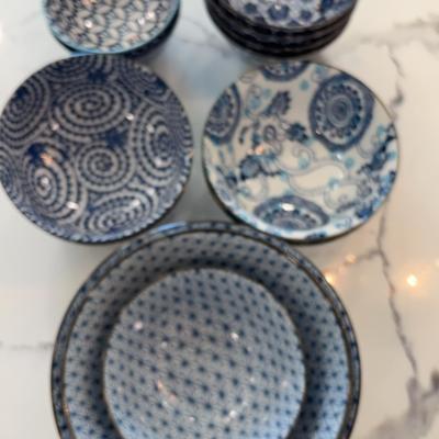 Collection of Blue and White Bowls 