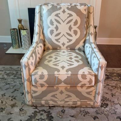 Taylor King Large-scale Damask-Inspired Print Club Chair #2