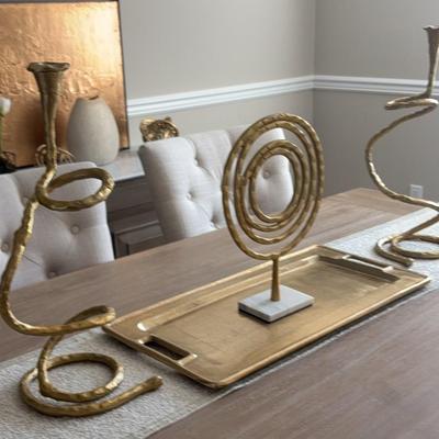 Modern Abstract Gold "Sculptures" & Tray