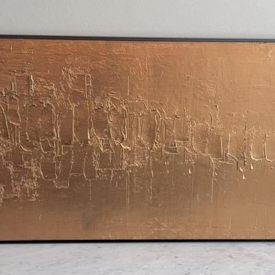 Abstract, Textured Gold-toned Painting-Signed Dapper 2022