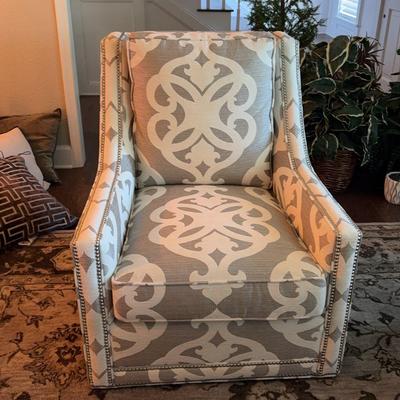 Taylor King Large-scale Damask-Inspired Print Club Chair #1