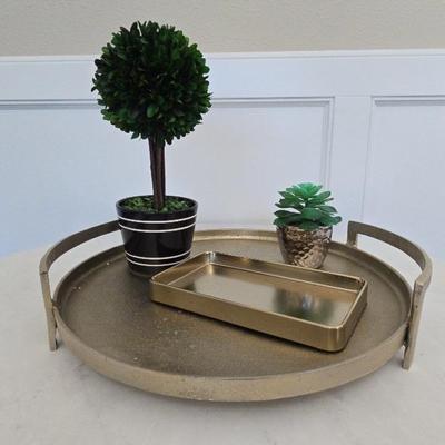 Gold Coffee Table Decor W/plants