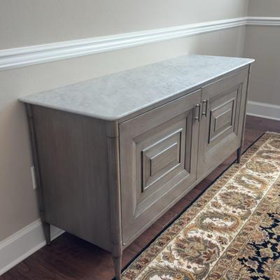 Arhaus Marble Topped Gray Sideboard/Buffet  w/Hidden Drawers 
