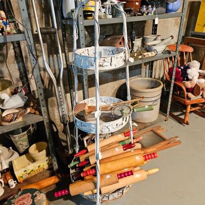 Rolling pins and metal display rack