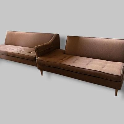 Sale Photo Thumbnail #78: 82 – Vintage Brown MidCentury 2 Piece Sofa Sectional