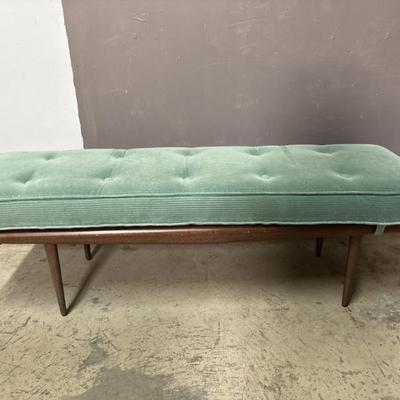 Sale Photo Thumbnail #77: 81 – Mid Century Turquoise Cushioned Bench
