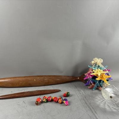 Sale Photo Thumbnail #20: 24 – Tribal Carved Wooden Fish Matryoshka Orns & More