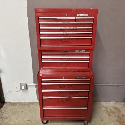 Sale Photo Thumbnail #63: 67 – Craftsman Wheeled Tool Box Filled W Tools