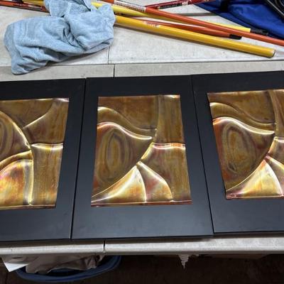 Sale Photo Thumbnail #74: 78 – 3D Abstract Copper Tone Wall Art Pieces