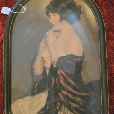 Antique framed print, "Puzzled".