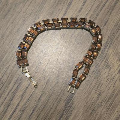 Vintage brown amber rhinestone bracelet