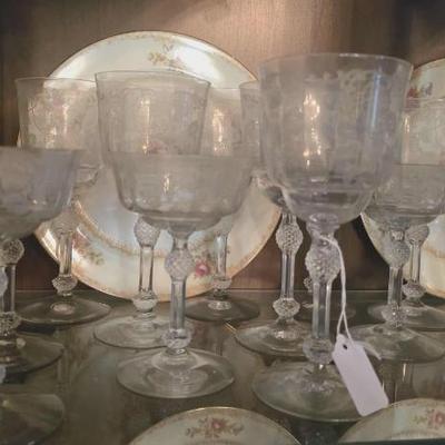 Vintage etched crystal stemware