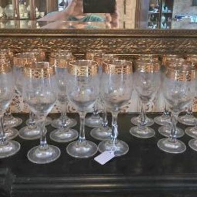 Gold trim stemware