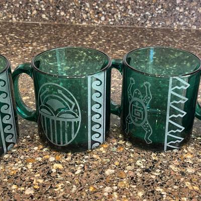 Vintage Kevin Neal Ryland Indigenous Art Green Mugs