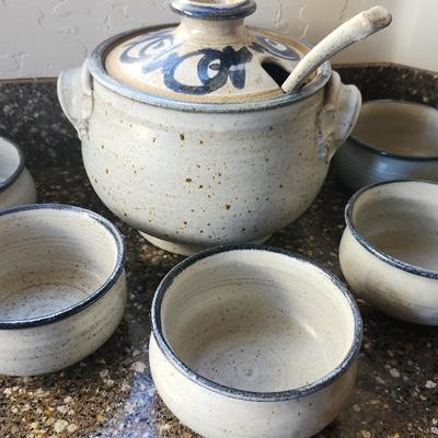 Vintage Stoneware Havill Soup Tureen And Bowls