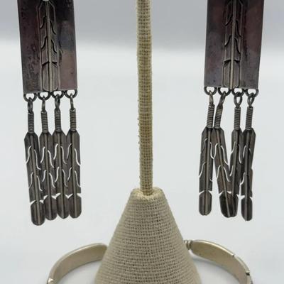 Native American Sterling Set Featuring Feathers