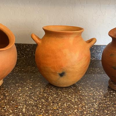 3 Authentic Large Mexican Clay Pots