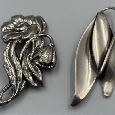 Two Sterling Brooches