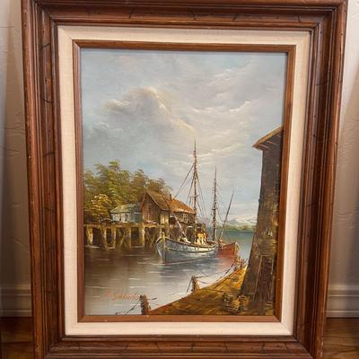 Certified Original Oil Painting by L Salcido - Hidden Harbor 