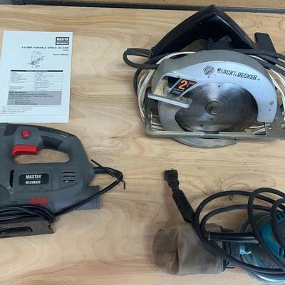 Master Mechanic Variable Speed Jigsaw, Black+Decker Circular Saw And Makita Sander