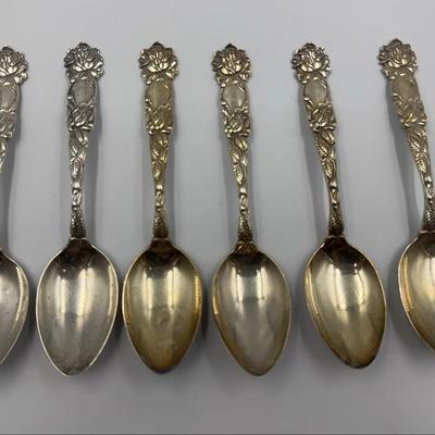 Antique Ornate Floral Serving Spoons (6)