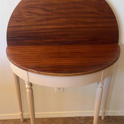 Wooden Accent Table with Inlay Trim