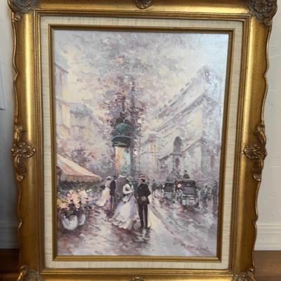Original Oil Painting By P Belloni - Paris Scene