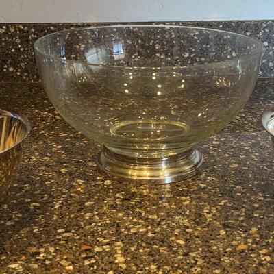 Glass, Paul Revere Production, and Gorham Silver Platted Serving Bowls