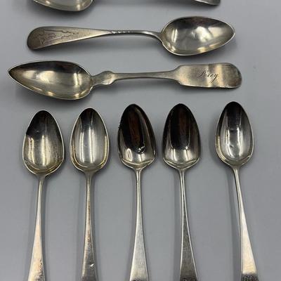 Variety Of Antique Engraved Sterling Spoons