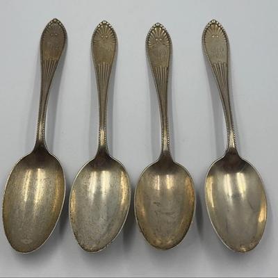 Four Large Antique Sterling Serving Spoons 