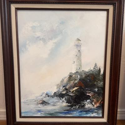 Original Oil Painting by Van Gores - Lighthouse