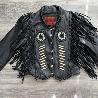 Billy’s Biker Hot Leathers Genuine Leather Jacket Made In Pakistan Size Small