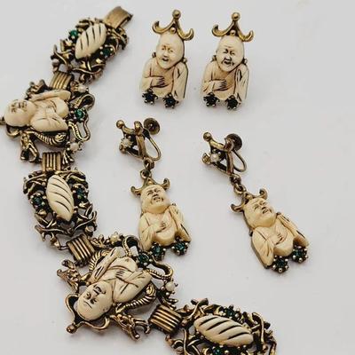 Selro Style Buddha Vintage Bracelet Earrings Cufflinks