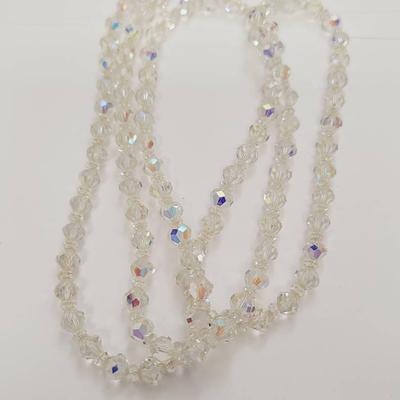 Aurora Borealis Faceted Glass Beaded Necklace X Long 