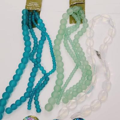 Beading Lot with Mermaid Theme - Round and Cabochon Glass Beads