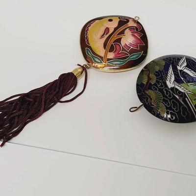 Cloisonne Vintage Pendants Lot of 2 - TLC Condition
