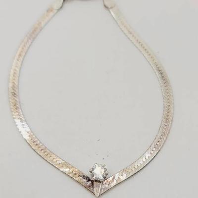 Sterling Herringbone Diamonique Bracelet 925 Silver