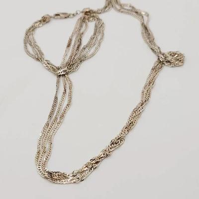Triple Strand Sterling Chain Necklace 925 Silver