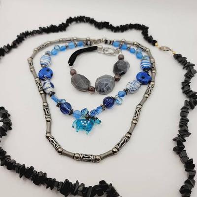 Stone Glass and Metal Boho Jewelry Lot