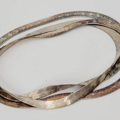 Sterling Serpentine Flat Chain Necklace 30" 925 Italy