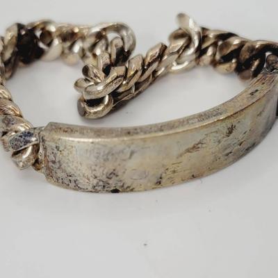 Heavy Mexican Sterling Bracelet on a Gentleman's Chain with Shallow Monogram