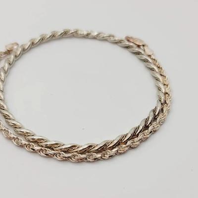 925 Twist Bangle and Chain Bracelet Sterling Silver 