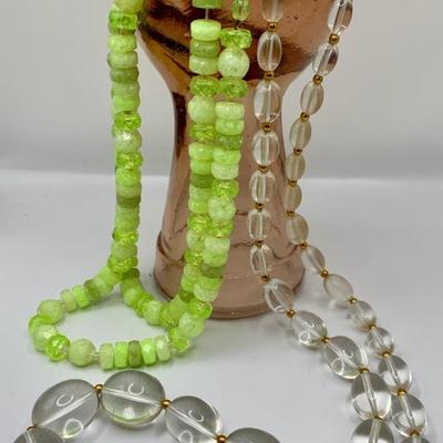 Spring Necklaces Green and Clear Joan Rivers - Vintage and Mod 