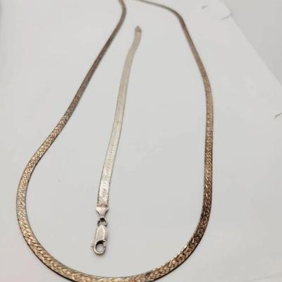 Sterling Flat Chain Necklace and Bracelet 